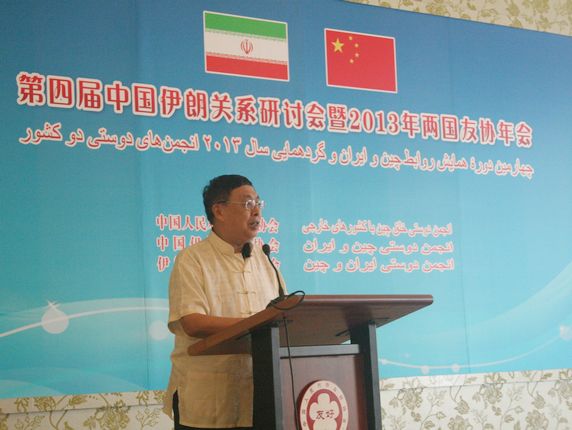 中伊友协会长陈昊苏在会议上进话